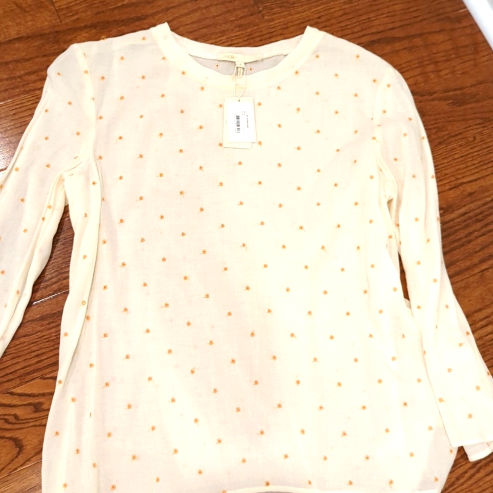 Maje Cream and Orange Polka Dot Top